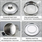 1 Count Modern Kitchen Oil Dispenser with Tray & Lid,Stainless Steel Oil Pot with Filter,Bacon Grease Container, Cooking Oil Can, Kitchenware, Utensils, Kitchen Gadgets