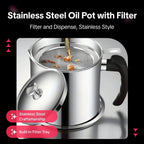 1 Count Modern Kitchen Oil Dispenser with Tray & Lid,Stainless Steel Oil Pot with Filter,Bacon Grease Container, Cooking Oil Can, Kitchenware, Utensils, Kitchen Gadgets
