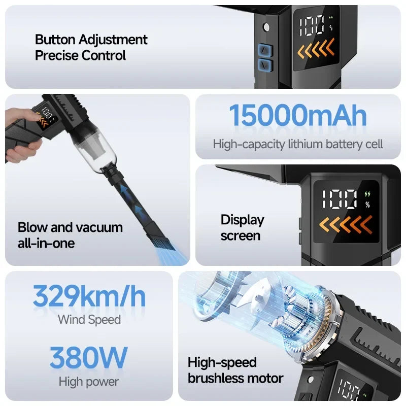 2800000RPM Jet Blower Super Powerful Wind Pressure Electric Compressed Air Cordless Vacuum Cleaner/Car Emergency Power Supply