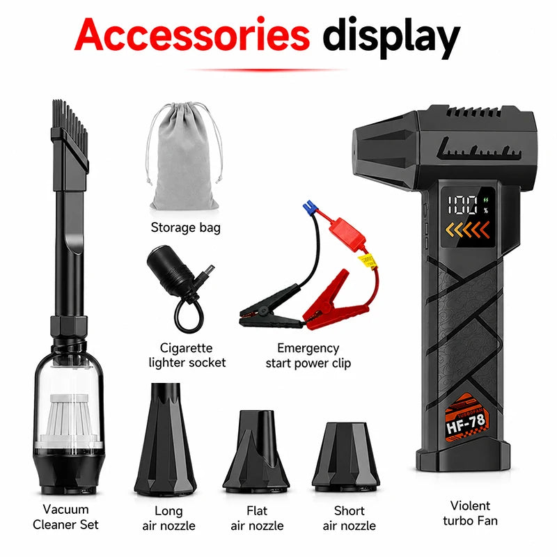 2800000RPM Jet Blower Super Powerful Wind Pressure Electric Compressed Air Cordless Vacuum Cleaner/Car Emergency Power Supply