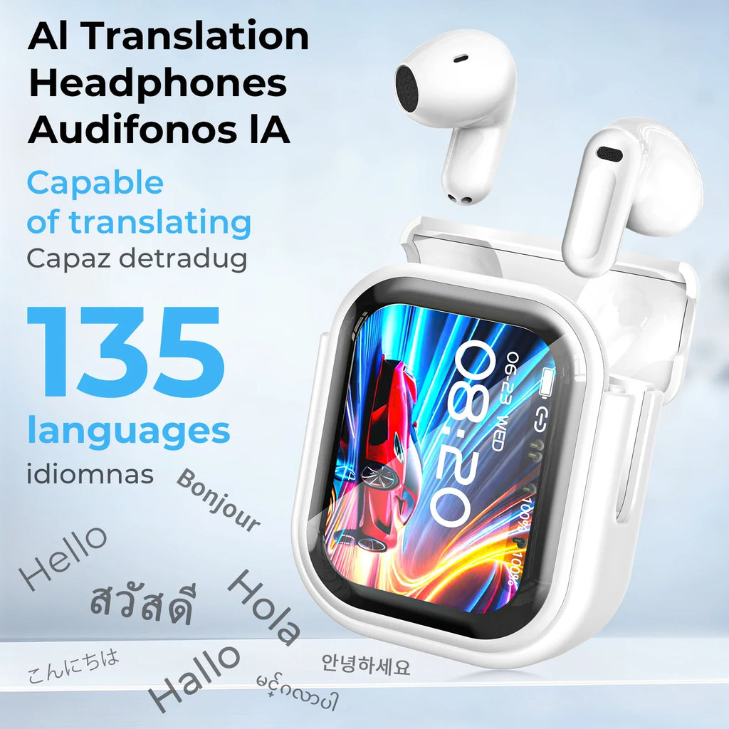 HTC NE20 Translator Earbuds with Touchscreen Case, 6-in-1 Translation & ANC