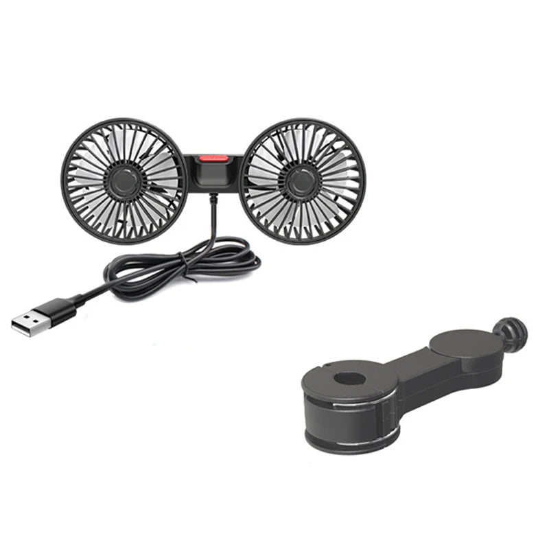 360° Adjustable Car Fan - Dual Head 3-Speed USB Cooling Fan for Ultimate Comfort at Home and on the Road