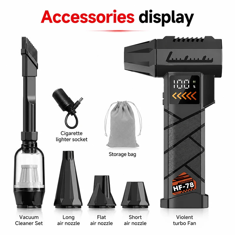 2800000RPM Jet Blower Super Powerful Wind Pressure Electric Compressed Air Cordless Vacuum Cleaner/Car Emergency Power Supply