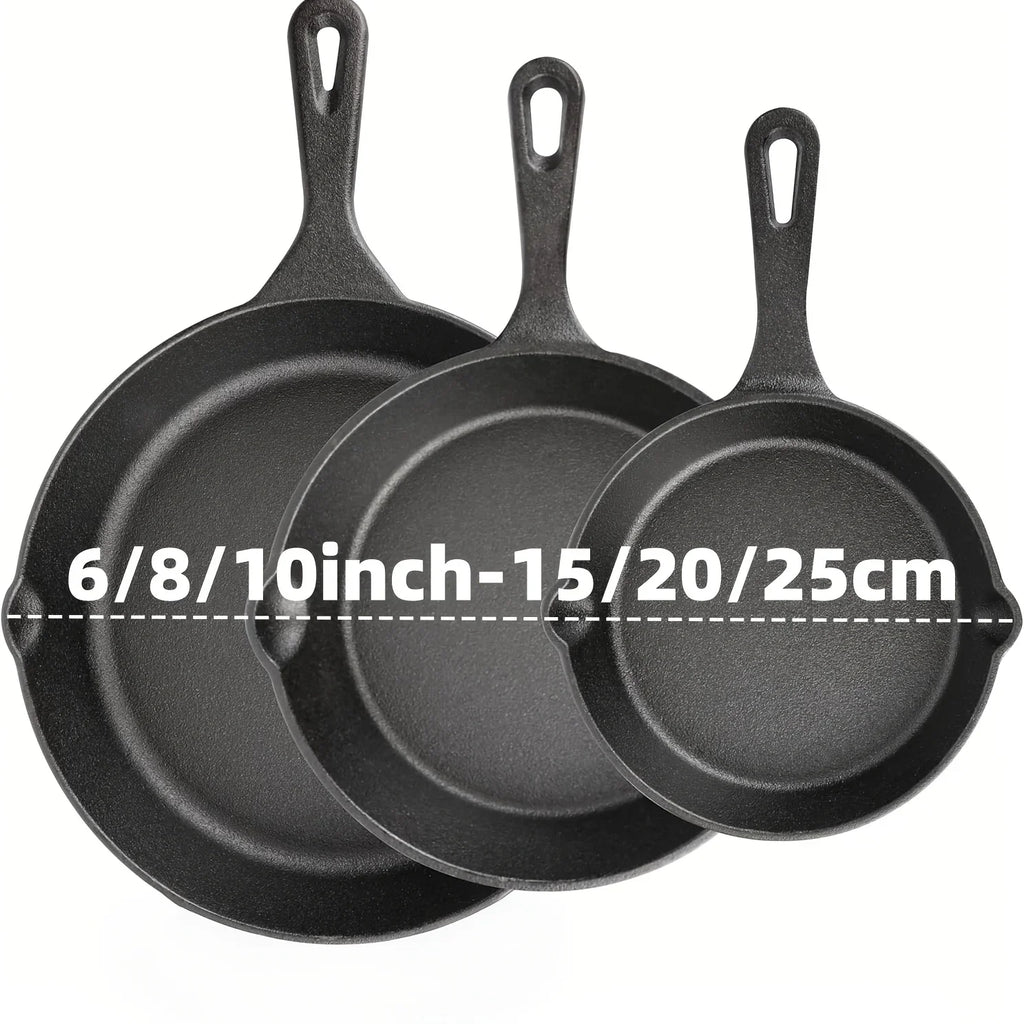 AEDG Cast Iron Skillet Set Preseasoned Heavy Duty Pans Oven