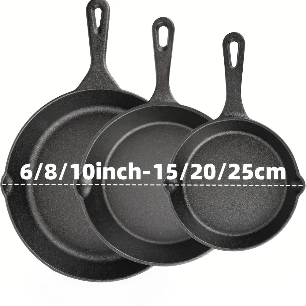 AEDG Cast Iron Skillet Set Preseasoned Heavy Duty Pans Oven