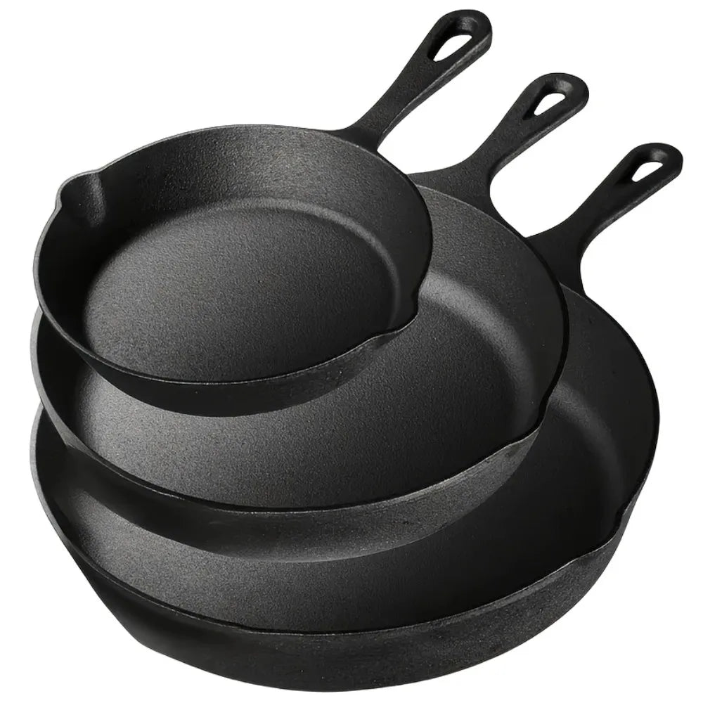 AEDG Cast Iron Skillet Set Preseasoned Heavy Duty Pans Oven