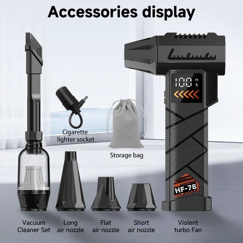 2800000RPM Jet Blower Super Powerful Wind Pressure Electric Compressed Air Cordless Vacuum Cleaner/Car Emergency Power Supply