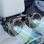 Car Fan 360° 3-Speed Car Seat Back Cooling Fan USB Charge Dual Head Fan Adjustable Rotation Neck Cooler for Car Home Accessories