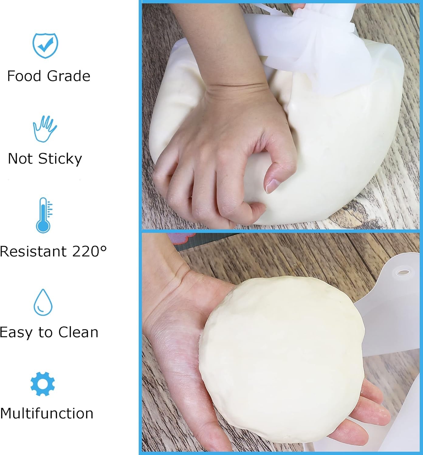 Silicone Kneading Dough Bag | Versatile Dough Mixer for Bread, Pastry, Pizza & Tortilla | Premium Silicone Bakeware | Best Multifunctional Cooking Tool (Large-3000Ml)